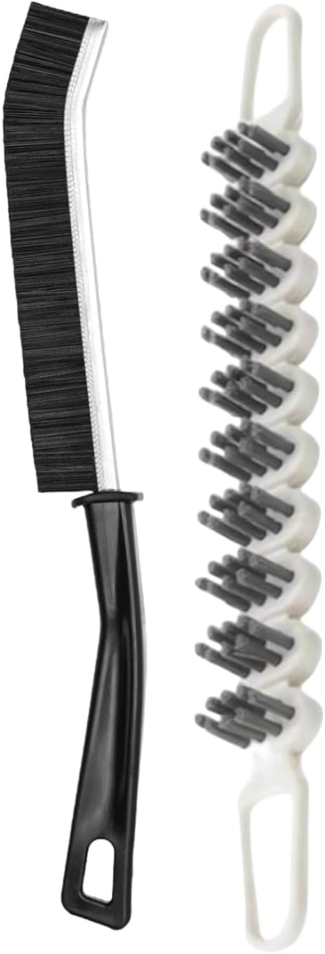 J's 2pc Hard Crevice Cleaning Bristle Brush Bendable Gap Brush, Cepillos para limpiar Banos, Cleaning Tool for Bathroom, Household, and Kitchen, F...