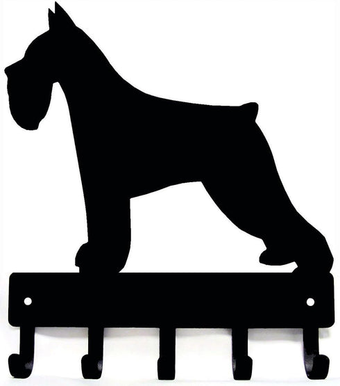 Miniature Schnauzer Key Holder for Wall - Small 6 inch Wide with 5 Hooks - Made in USA...