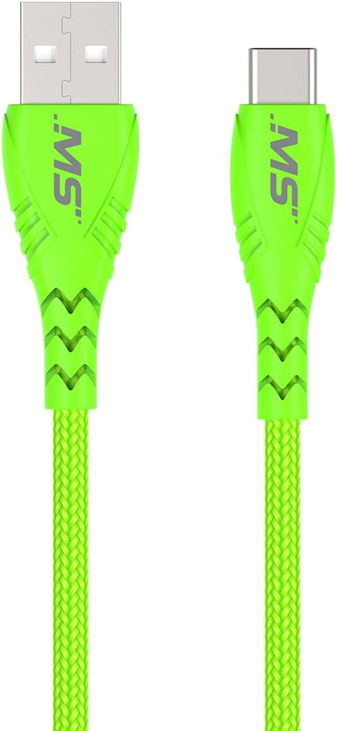 MobileSpec MB06733 10 Foot USB-A to USB-C Hi-Visibility Charge and Sync Cable - Green...