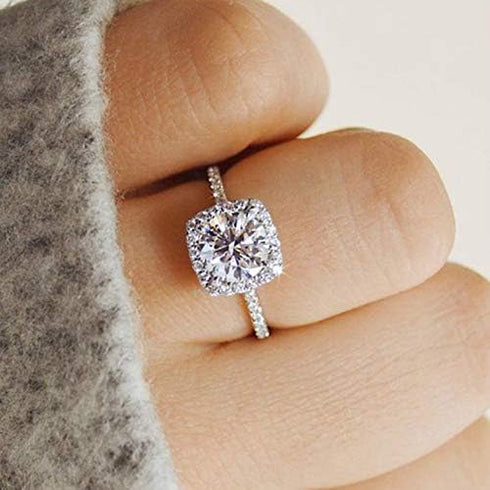 Sdouefos 925 Sterling Silver Zircon Stone Engagement Wedding Band Ring Promise Rings CZ Engagement Ring for Women (8#)...