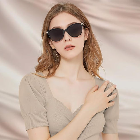 AVAWAY Cat Eye Polarized Sunglasses for Women - Stylish Acetate Frame UV400 Protection for Driving Travel Summer Outings...