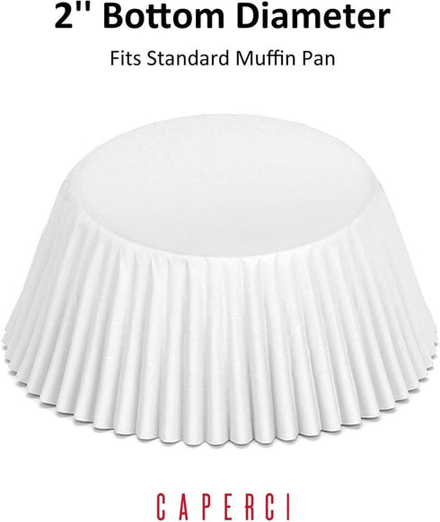Caperci White Foil Cupcake Liners Standard Muffin Wrappers 150-Pack - Premium Greaseproof & Sturdy Cupcake Papers for Baking...