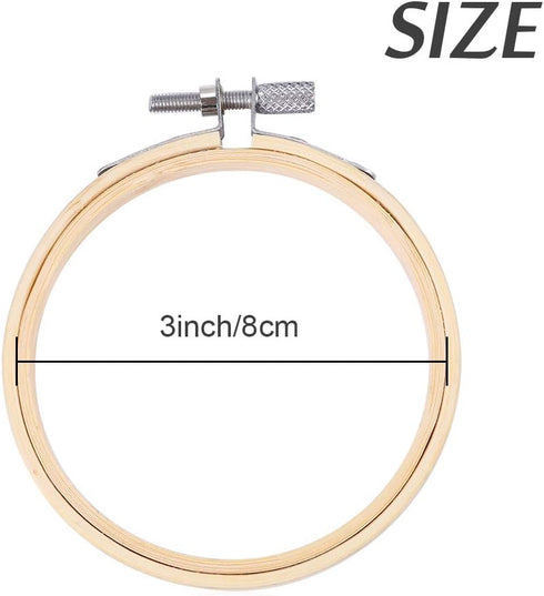Caydo 12 Pieces 3 Inch Wooden Round Embroidery Hoops Adjustable Circle Cross Stitch Hoop Ring Bulk for Christmas Home Ornaments, Art Craft Handy S...