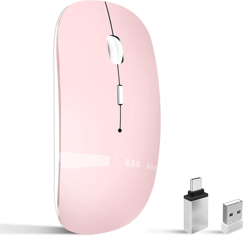 Wireless Mouse for Laptop, Bluetooth Mouse for MacBook Pro/Air/Mac/iPad/Chromebook/Computer -Rechargeale Dual Mode(USB 2.4Ghz + Bluetooth 5.2) Sil...
