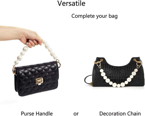 DIY Sturdy Large Imitation Pearl Bead Purse Handle Strap Bag Charms Handbag Chain Replacement Accessories Decoration...