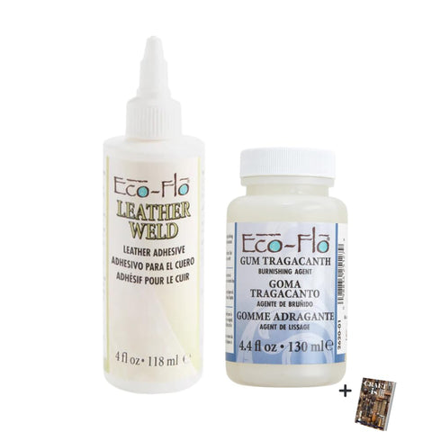 Tandy Leather Eco Flo Leather Weld Adhesive 2655-01 & Eco-flo Gum Tragacanth 2620-01 - Strong Leather Adhesive Liquid Glue & Leather Burnishing Gu...