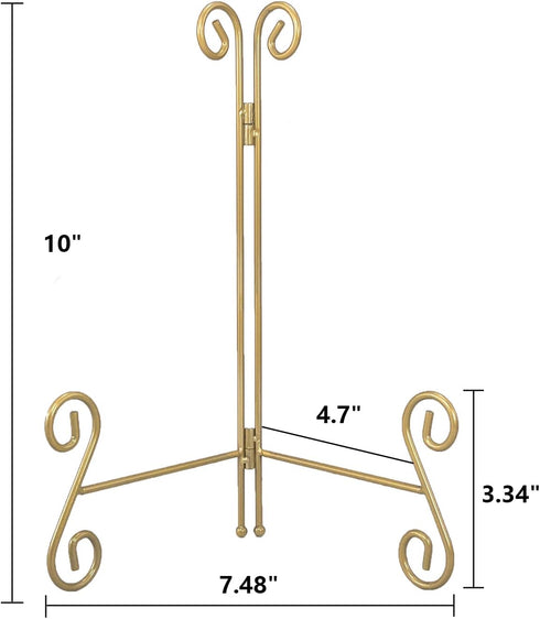 Plate Stands for Display, 10 Inch Plate holders Stands for Display, Gold Iron Plate Easel for Photos, Picture Frames, Cookbooks, Card and Decorati...