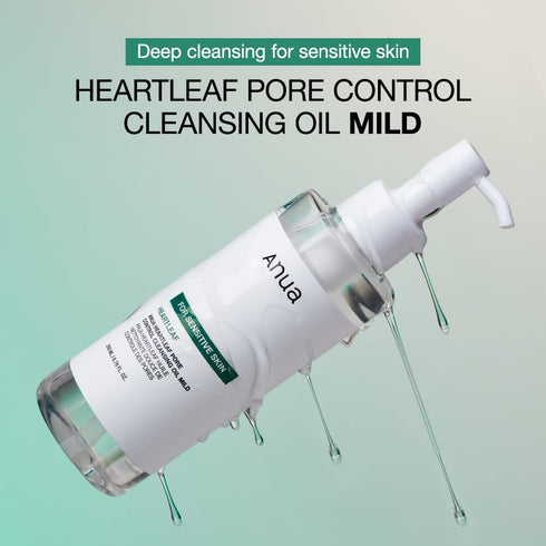 ANUA Heartleaf Pore Cleansing Oil MILD, Sensitive Skin Face Wash, Oil Cleanser for Face, Makeup Blackhead Remover, Korean Skin Care, Non-Comedogen...