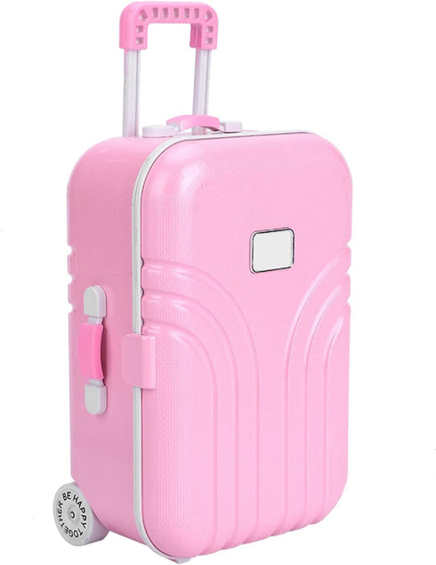 Baby Suitcase Toy Cute Plastic Dolls Travel Suitcase Mini Size Trolley Case Carry On Luggage Simulation Rolling Suitcase Toy()...