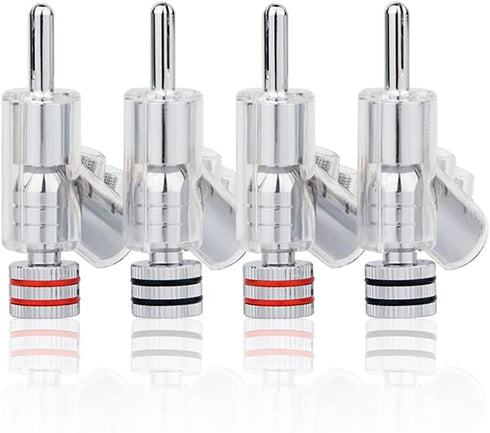 HiFi Banana Plugs Speaker Connectors Screw Locking Banana Plugs Rhudium Plated Banana Connector Jack for Speaker Cable-2Pairs / 4 pcs...