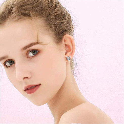 Jewelry Set for Women Girl,S925 Silver Plated Mouse Earring Necklace Kits,Cute Ear Stud and Pendant with Shinying CZ for Women's Day Gift,Hypo-all...