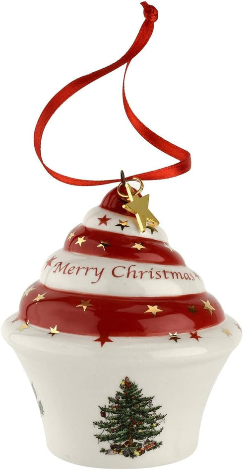 Spode Christmas Tree Cupcake Ornament, Long-Lasting Festive Holiday Ornament for Christmas Tree& Seasonal Display - Stylish Christmas Decoration f...