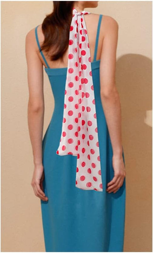 Women's Scarf Polka Dot Red and White Scarf Retro Chiffon Sheer Dot Scarf Stylish Fashion Neckerchief (red dots)...