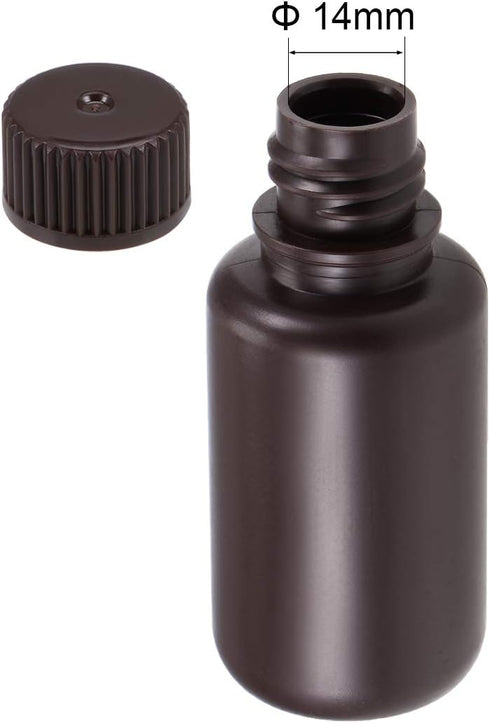 uxcell Plastic Lab Chemical Reagent Bottle 50ml/1.7oz Small Mouth Sample Sealing Liquid Storage Container Brown 5pcs...