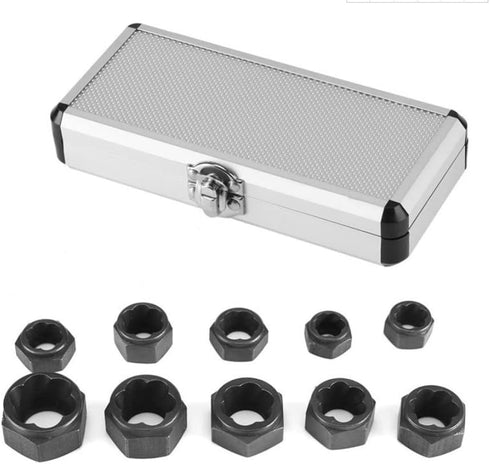 10Pcs Damaged Screw Extractor Set & Bolt Extractor Set, Nut Remover Tool for Remove the Rusty and Stubborn Sockets, Nuts and Bolts, Chrome-Molybde...