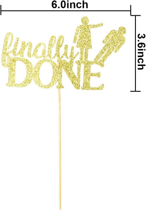 XIUHUBA Glitter Divorce Cake Topper, Finally Done, Gold Glitter, Divorce Party Decor...