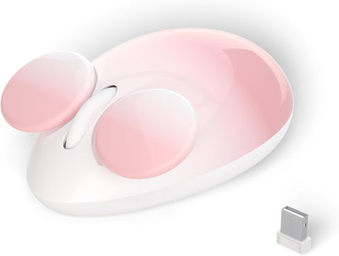 2.4GHz Wireless Mouse, Bluetooth Mouse Dual Channel, 1600DPI USB Mouse, Cute Big Ears Mouse Shape, Detachable Buttons for PC, Tablet, Laptop, Wind...
