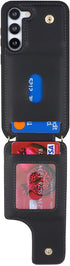 for Samsung Galaxy S23 Case with Card Holder and Strap for Women,Crossbody Lanyard,Ring Stand,Snap Clasp,Phone Wallet Cases 6.1 inch(Black)......