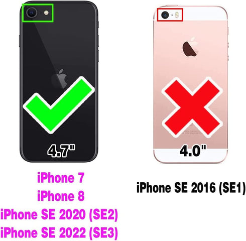 Phone Case for iPhone 7/8/SE 2020/2022 Wallet with Tempered Glass Screen Protector Leather Flip Cover Card Holder Stand iPhone7 iPhone8 SE2020 SE2...