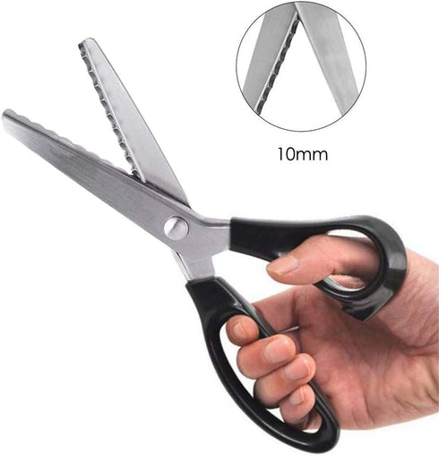 Dressmaking Sewing Craft Scissors, Professional Stainless Steel Pinking Shears Comfort Grip, Serrated & Scalloped Blades Cut Tailor Decorative Too...