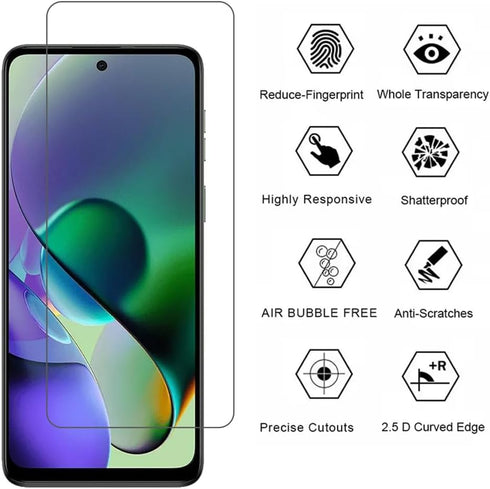 Compatible with Motorola Moto G54 Screen Protector Tempered Glass Film,9H Scratch Resistant,Case Friendly,Full Coverage,HD Clear,Bubble-Free (2 Pa...