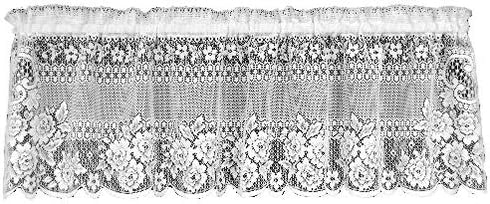 Heritage Lace Victorian Rose 60-Inch Wide by 16-Inch Drop Valance, White...