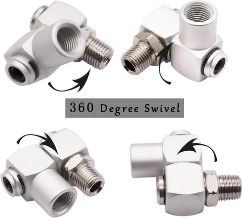 4PCS 1/4Inch NPT Air Tool 360 Degree Swivel Fitting Portable Air Tool Adapter,Air Hose Connector P-020...