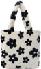 Plush Underarm Bag, Ladies Fluffy Shoulder Bag, Women Furry Flower Tote Bag Y2K Plush Handbag for Autumn and Winter...