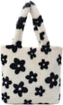 Plush Underarm Bag, Ladies Fluffy Shoulder Bag, Women Furry Flower Tote Bag Y2K Plush Handbag for Autumn and Winter...