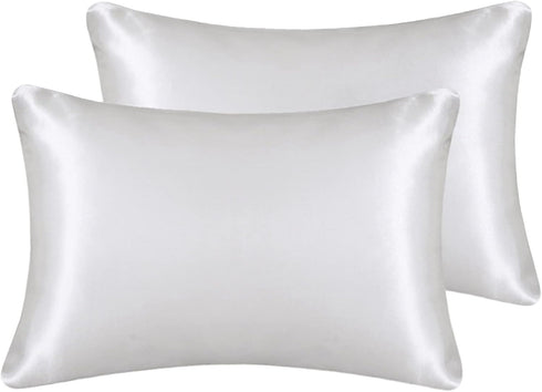 Silky Satin Toddler Pillowcases Set of 2, Super Soft Travel Pillow Covers, Small Kids Pillow Cases with Envelope Closure, 13"x 18", Ivory...