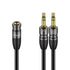 J&D Headphone Splitter 3.5mm Mic Audio Cable, 3.5mm Female to Dual 3.5mm Male Mic Splitter Cable for Cellphone, Headset, PC Durable Copper Shell H...
