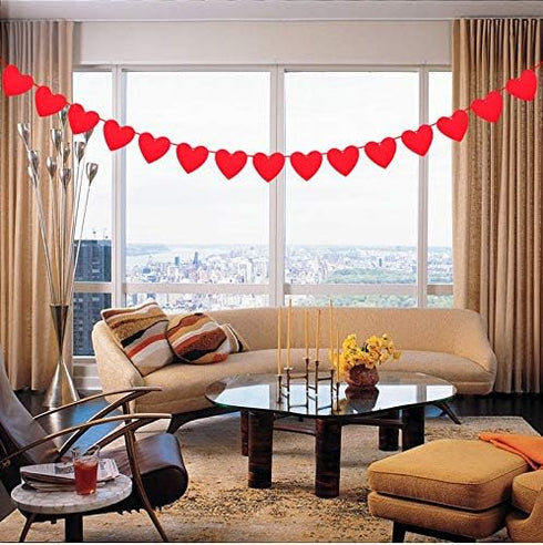 5 Pack Felt Heart Garland Banner, Love You Banner, Valentines Day Banner Decor - Valentines Decorations - Anniversary, Wedding, Birthday Party Dec...