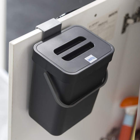 Compost Bin for Kitchen Countertop Under Sink,Bathroom Hanging Small Trash Can with Lid,Mountable Food Waste Bucket,1.3 Gal/5 L Series,Black...