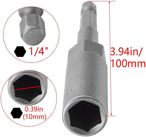 Utoolmart 1/4" Quick-Change Hex Shank 10mm Nut Setter Driver Drill Bit, 100mm Length, Metric No-magnetic 1 Pcs...