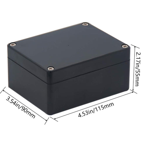 2 Pack Project Box IP65 Waterproof Junction Box ABS Plastic Black Electrical Boxes DIY Electronic Project Case Power Enclosure 4.53"x3.54"x2.17"(1...