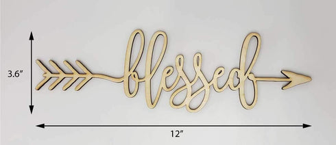 Blessed Arrow Wood Sign Blessed Decor Wall Art Unfinished 12" x 4"...