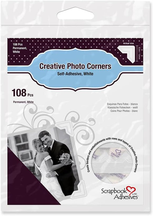 SCRAPBOOK ADHESIVES BY 3L Self-Adhesive Creative Paper Photo Corners, White, 108-Pack...