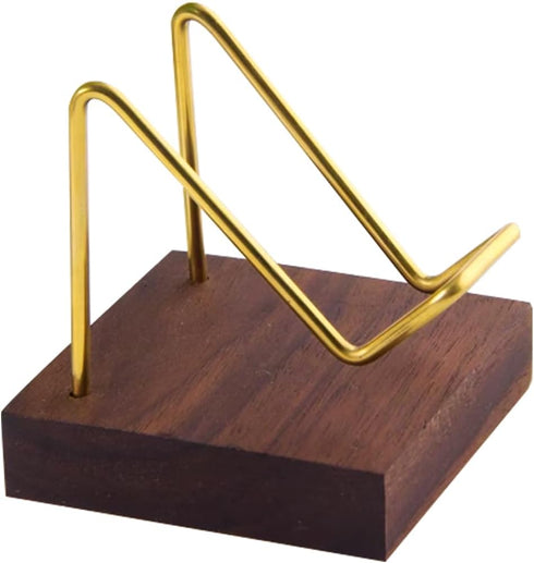 Brass Crystal Display Stand with Walnut Base Mineral Specimens Display Stand Rock Display Easel Metal Display Holder for Stones Geodes Fossils Sph...