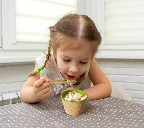 Dessert Bowls, 4 Pack Ice Cream Bowl Spoon Set, Frozen Yogurt Cups with Spoons Durable Plastic Candy Color Lovely Dessert Bowl DIY Ice Cream Tools...