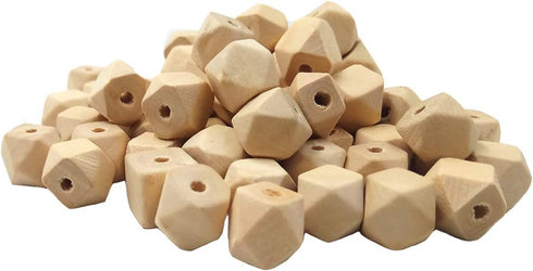 30pcs Natural Wood Geometric Hexagon Beads 14mm Maple Wood Polygon Ball Wooden Loose Spacer Beads for Crafts DIY Jewelry Making (30pcs)...