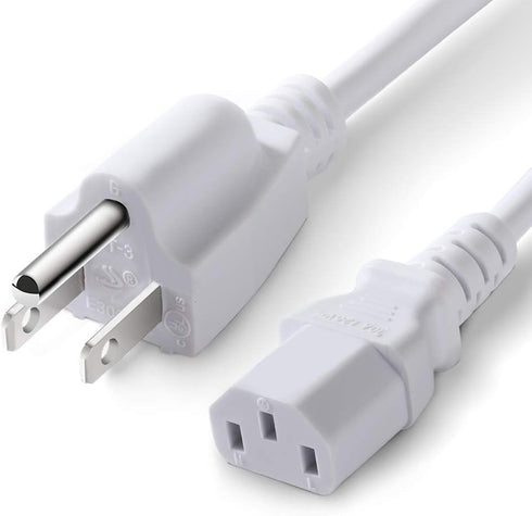 White Replacement Power Cord for Computer Monitor TV...
