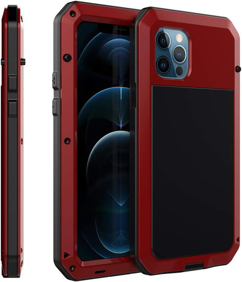 Marrkey for iPhone 12 Mini Case,Full Body Protective Cover Heavy Duty Shockproof Tough Armour Aluminum Alloy Metal Case with Silicone Built-in Scr...