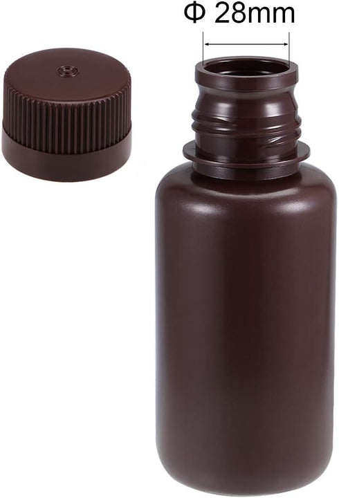 uxcell Plastic Lab Chemical Reagent Bottle 250ml/8.5oz Small Mouth Sample Sealing Liquid Storage Container Brown 2pcs...
