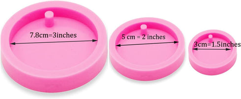 3pc Glossy Resin Silicone 1.5in 2in 2.5in Circle Molds Pet Cat Tag DIY Keychain Mould with 10PC Key Ring(DY0079+DY0080+DY0260)...