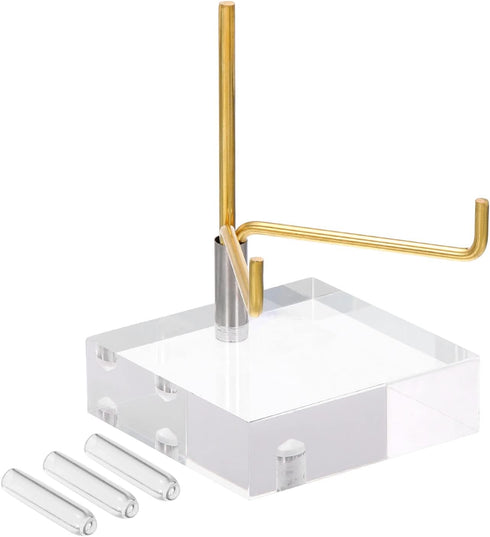 PATIKIL 2" x 2" x 1" Acrylic Display Stands, Display Easel Holder Brass Arm Crystal Display Stand for Mineral Gemstone, Clear...