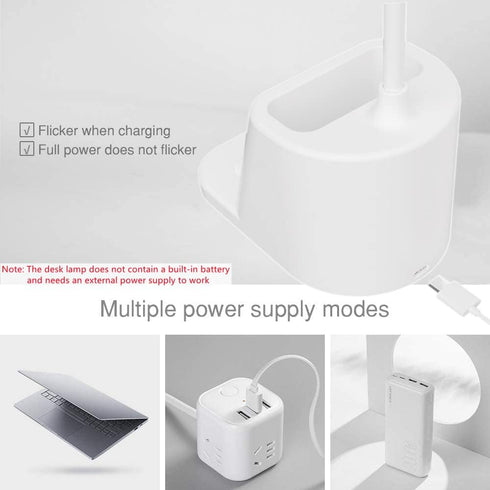 Small Desk Lamp with Wireless Charger, Desk Lights for Home Office - LED, White,Brightness Adjustment, 3 Color Modes,500LM, Study Lamp with Pen Ho...