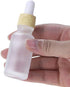 3Pcs Empty Translucent Frosted Glass Cosmetic Containers with Wood Grain Cap, 1 30ml Round Jar+1 20ml Eye Dropper Bottles+1 10ml Roller Bottles fo...