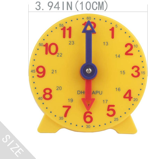Student Learning Clock Time Teacher Gear Clock 4 Inch 12/24 Hour...