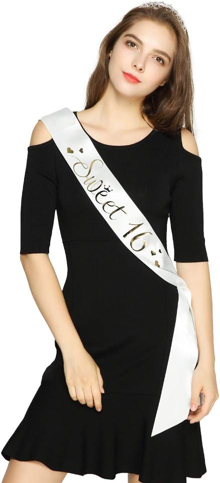 Sweet 16 Satin Sash - 16 Birthday Sash Gift, Party Favors, Supplies and Decorations...