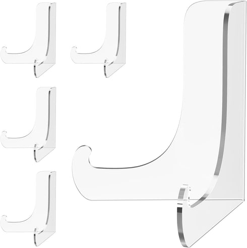 5 Pack Acrylic Display Stand, Plate Stand for Display, Clear Easel Stand, Display Holder for Card, Frame, Picture, Magazine, Book, CD, Phone (Larg...